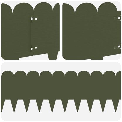 Lawn Edging 10 pcs 103 x 25 cm Steel Olive Green