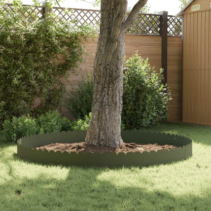 Lawn Edging 10 pcs 103 x 25 cm Steel Olive Green