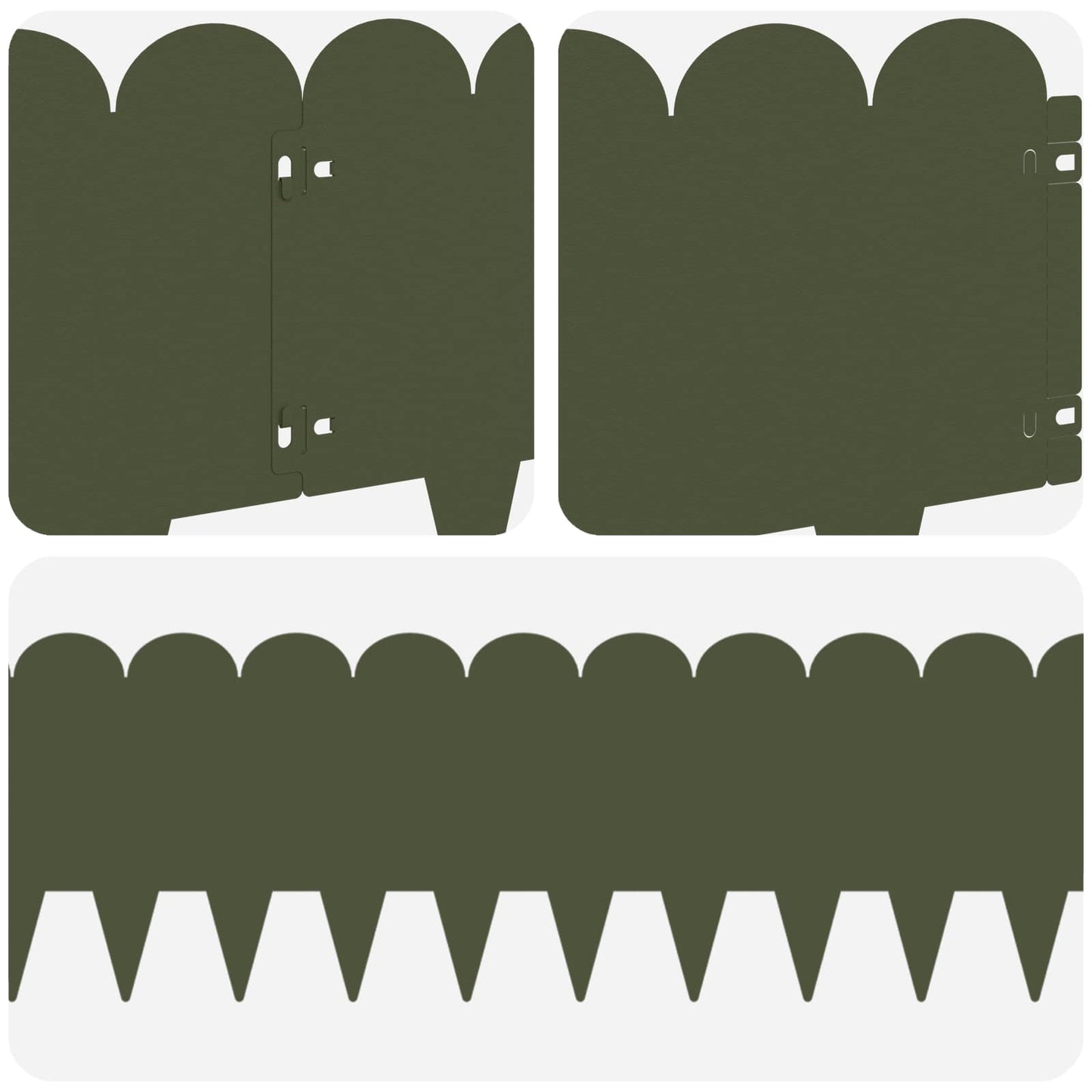 Lawn Edging 20 pcs 103 x 25 cm Steel Olive Green