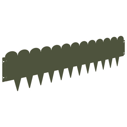Lawn Edging 20 pcs 103 x 25 cm Steel Olive Green