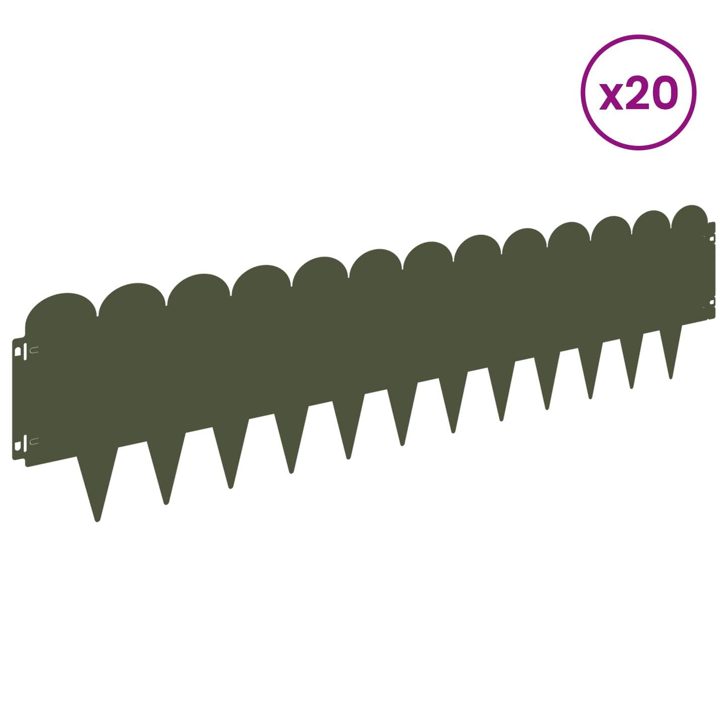 Lawn Edging 20 pcs 103 x 25 cm Steel Olive Green
