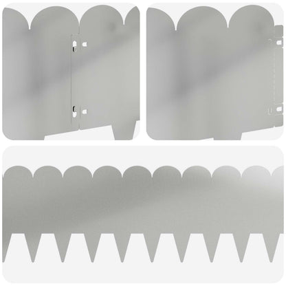 Lawn Edging 10 pcs 103 x 25 cm Steel Silver