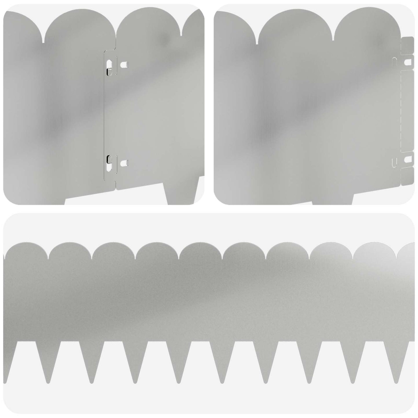 Lawn Edging 20 pcs 103 x 25 cm Steel Silver