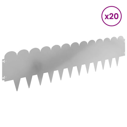 Lawn Edging 20 pcs 103 x 25 cm Steel Silver