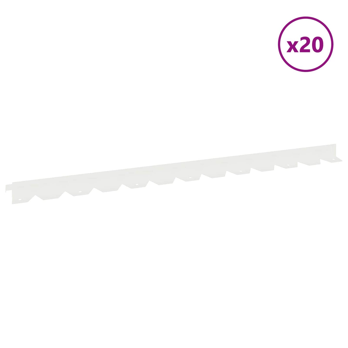 Lawn Edging 20 pcs 102 x 4 x 4 cm Steel White