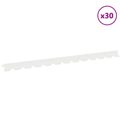 Lawn Edging 30 pcs 102 x 4 x 4 cm Steel White