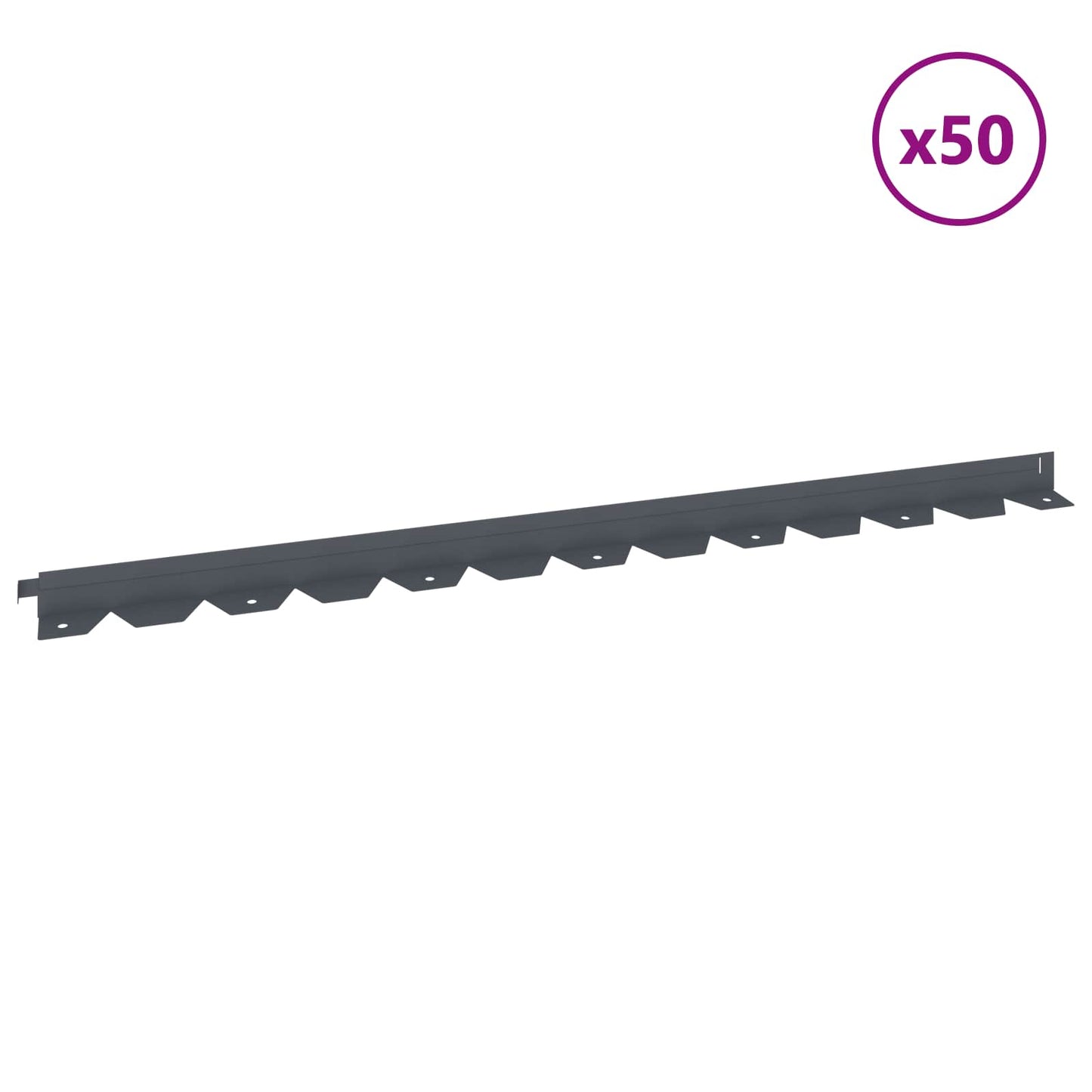 Lawn Edging 50 pcs 102 x 4 x 4 cm Steel Anthracite