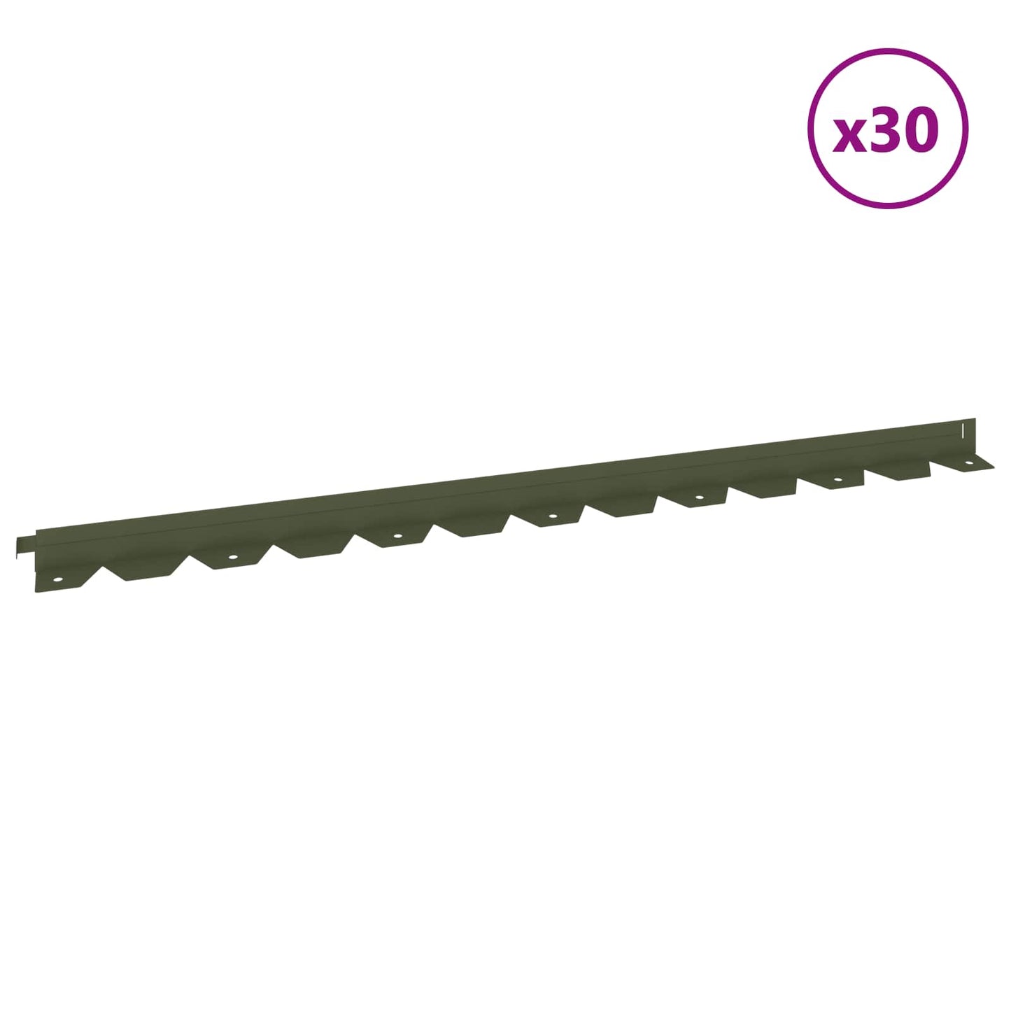 Lawn Edging 30 pcs 102 x 4 x 4 cm Steel Olive Green