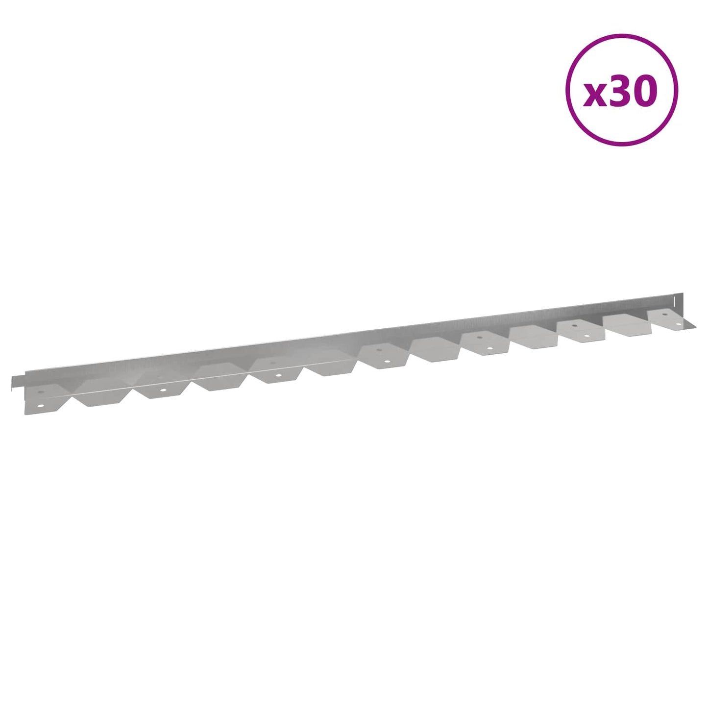 Lawn Edging 30 pcs 102 x 4 x 4 cm Steel Silver