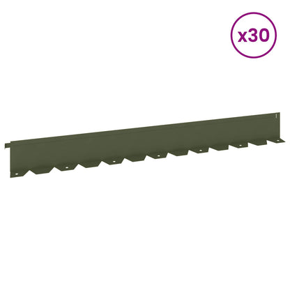 Lawn Edging 30 pcs 102 x 10 x 4 cm Steel Olive Green