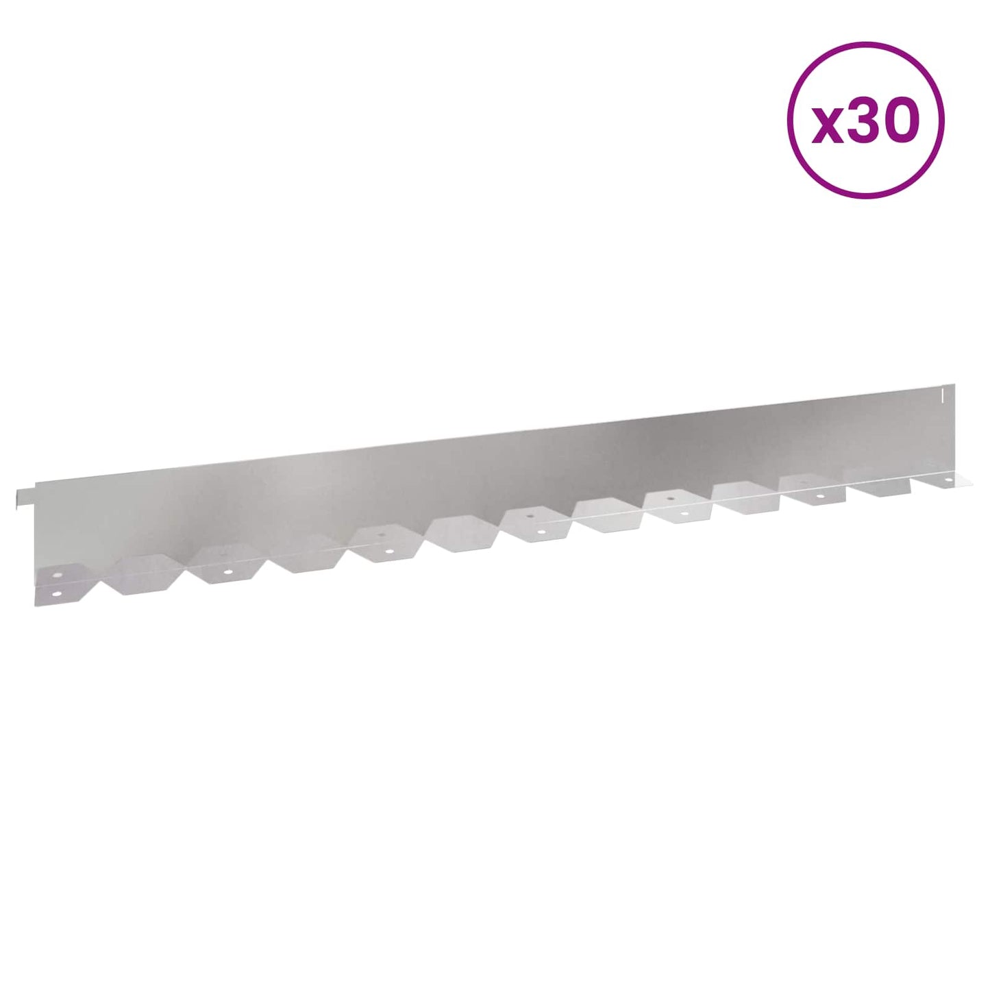 Lawn Edging 30 pcs 102 x 10 x 4 cm Steel Silver