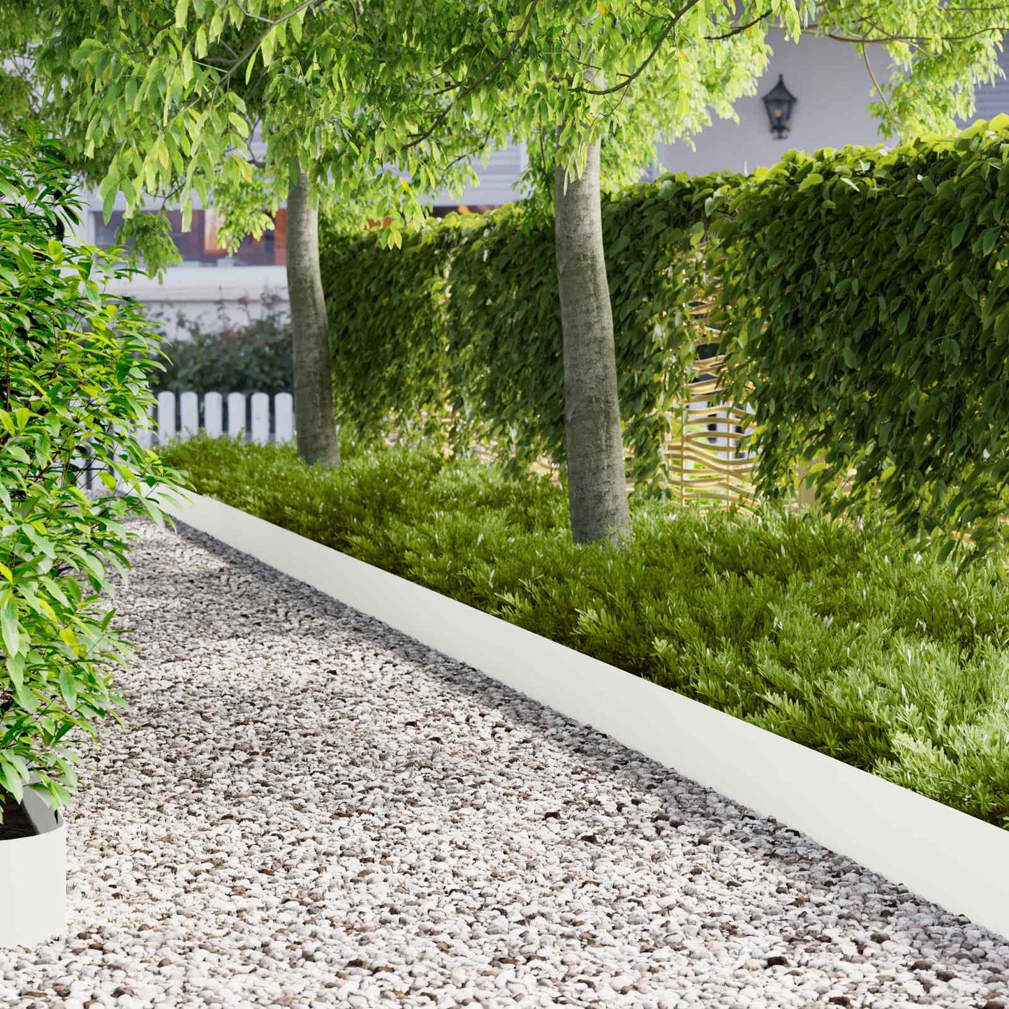 Lawn Edging 20 pcs 102 x 15 x 4 cm Steel White