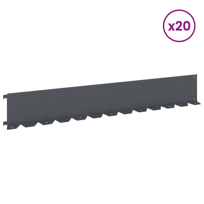 Lawn Edging 20 pcs 102 x 15 x 4 cm Steel Anthracite