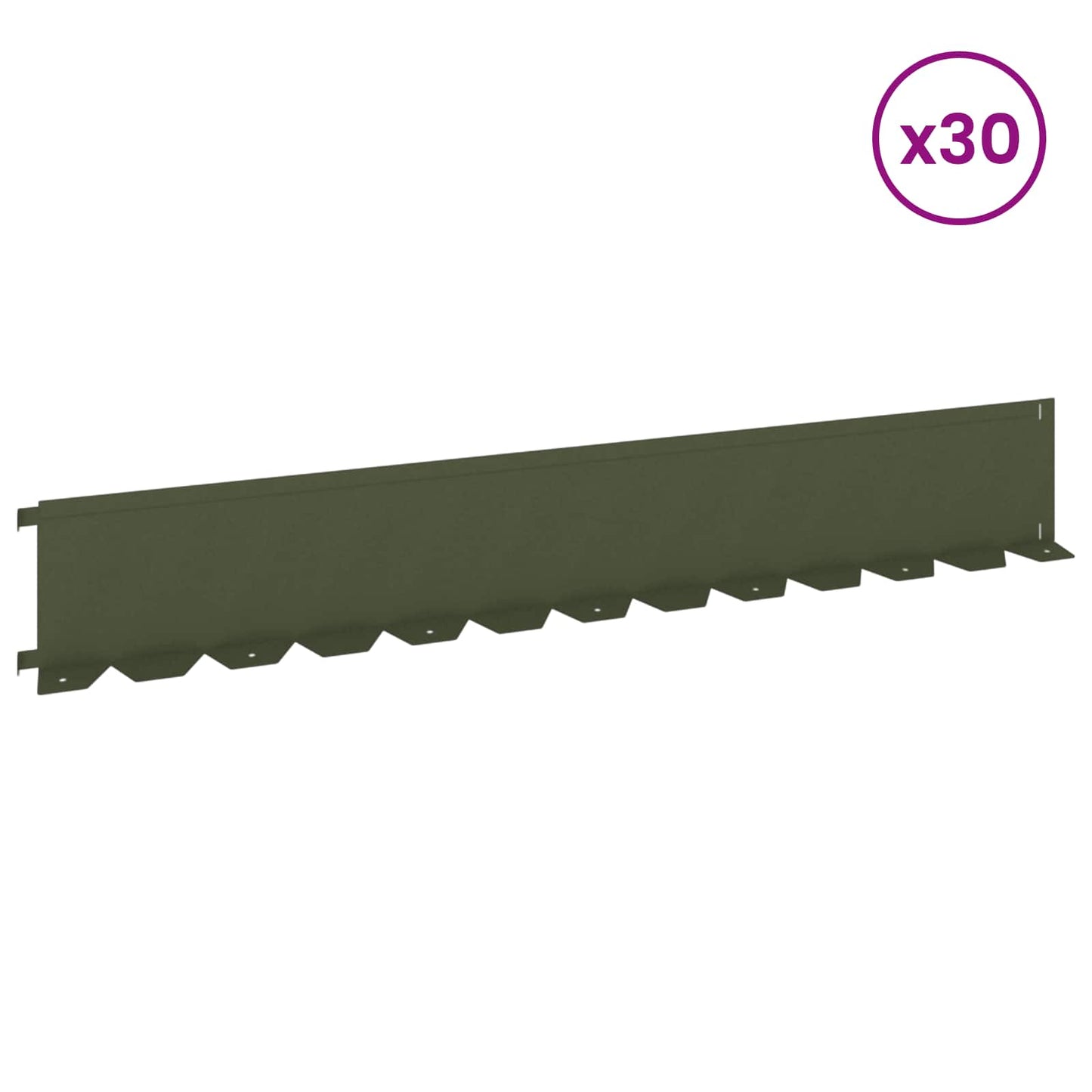 Lawn Edging 30 pcs 102 x 15 x 4 cm Steel Olive Green