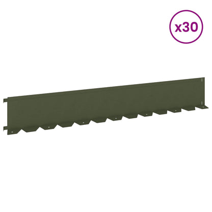 Lawn Edging 30 pcs 102 x 15 x 4 cm Steel Olive Green