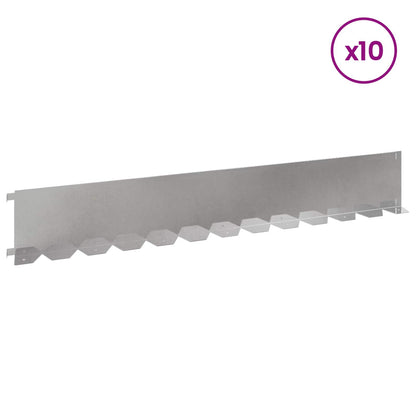 Lawn Edging 10 pcs 102 x 15 x 4 cm Steel Silver