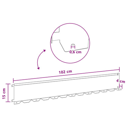 Lawn Edging 10 pcs 102 x 15 x 4 cm Steel Silver
