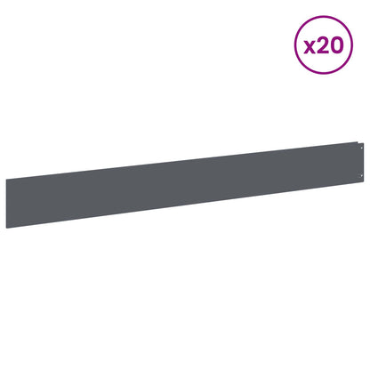 Lawn Edging 20 pcs 100 x 12 cm Steel Anthracite