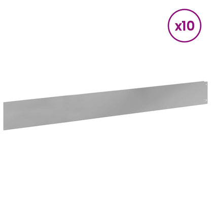 Lawn Edging 10 pcs 100 x 12 cm Steel Silver