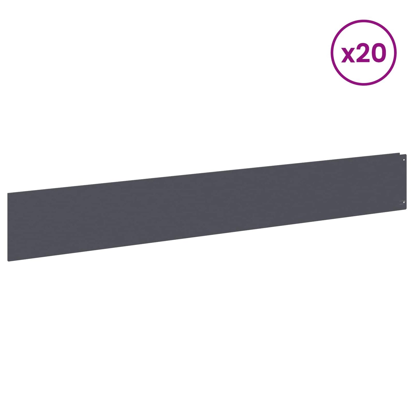 Lawn Edging 20 pcs 100 x 15 cm Steel Anthracite