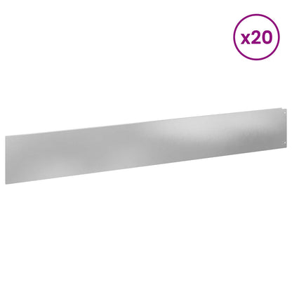 Lawn Edging 20 pcs 100 x 15 cm Steel Silver