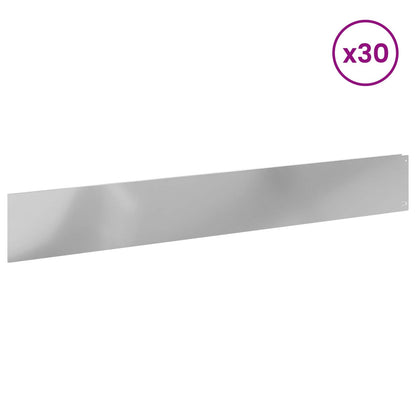 Lawn Edging 30 pcs 100 x 15 cm Steel Silver