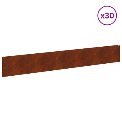 Lawn Edging 30 pcs 100 x 15 cm Steel Rusty