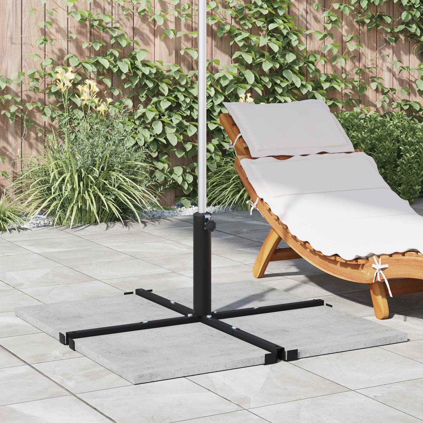 Parasol Base Cross Frame Black Steel for 25–50 mm Pole