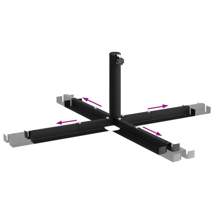 Parasol Base Cross Frame Black Steel for 25–50 mm Pole
