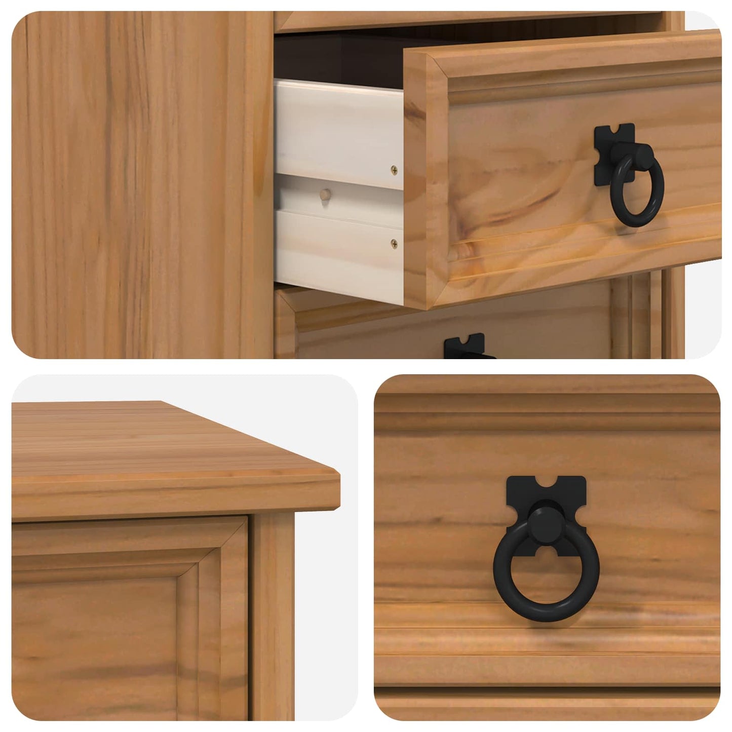Rolling Cabinet with Drawers CORONA Honey Brown