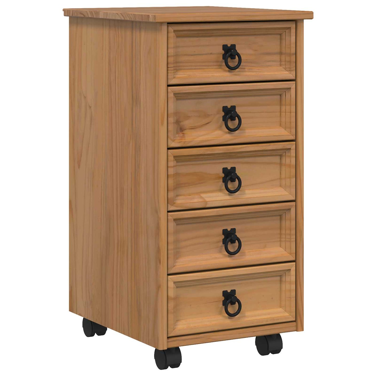 Rolling Cabinet with Drawers CORONA Honey Brown