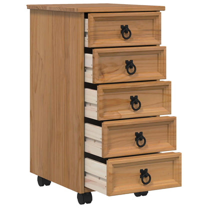 Rolling Cabinet with Drawers CORONA Honey Brown