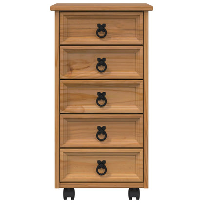 Rolling Cabinet with Drawers CORONA Honey Brown
