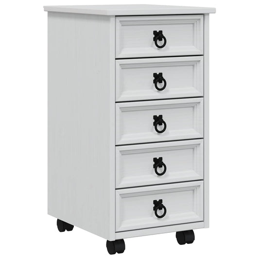 Rolling Cabinet with Drawers CORONA White