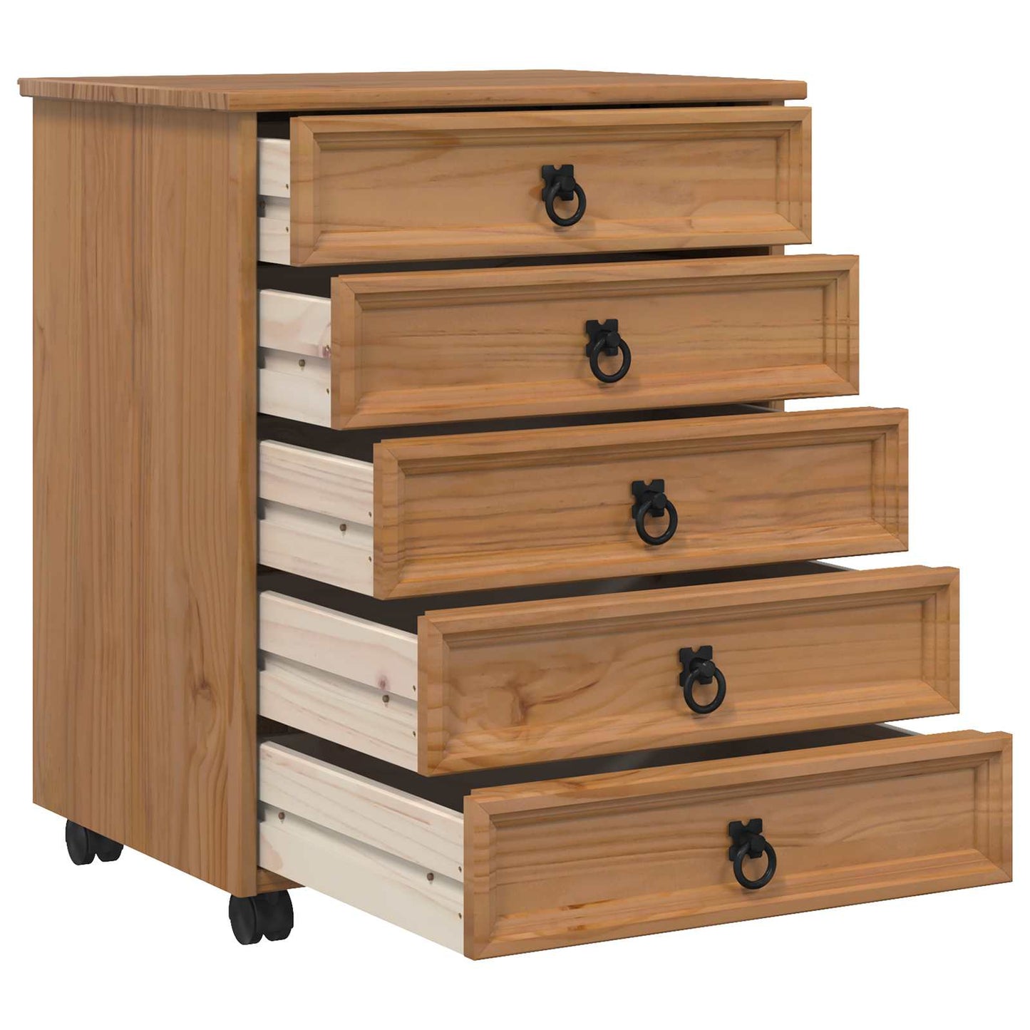 Rolling Cabinet with Drawers CORONA Honey Brown
