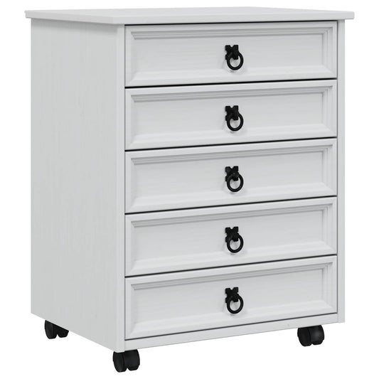 Rolling Cabinet with Drawers CORONA White