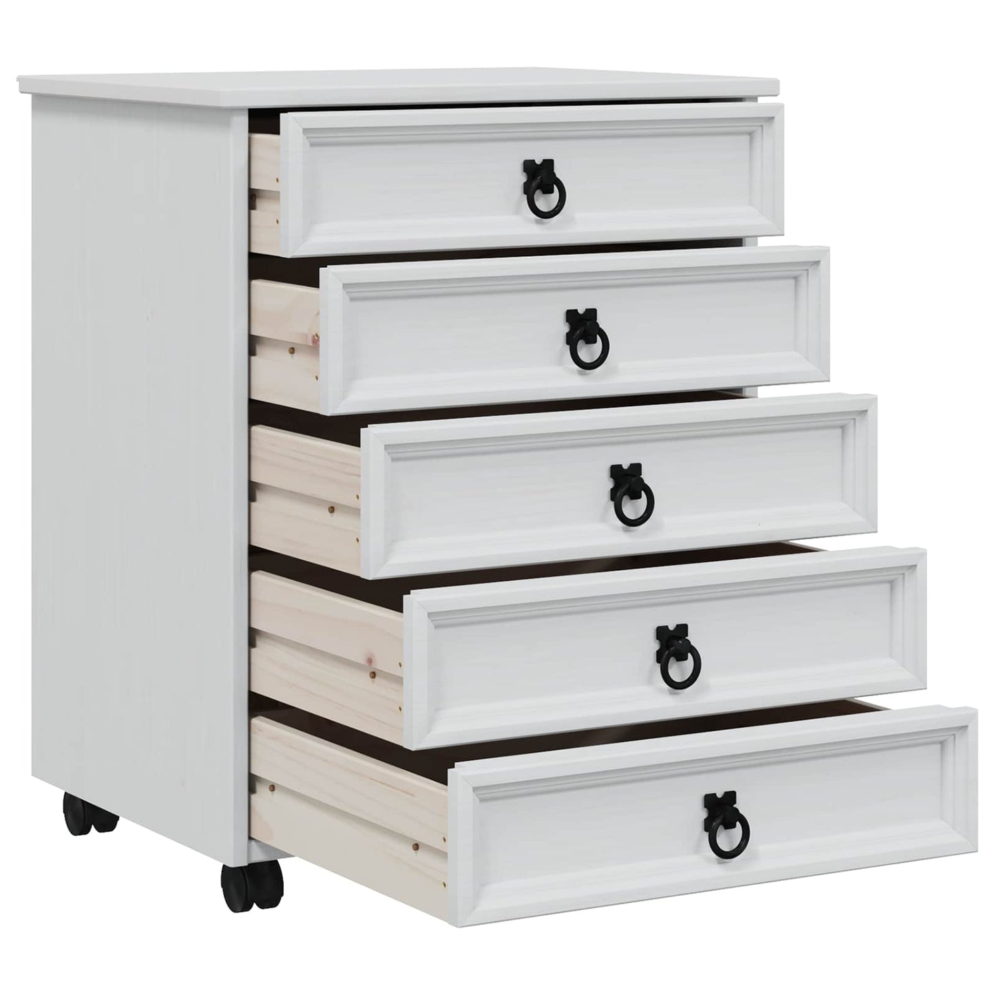 Rolling Cabinet with Drawers CORONA White
