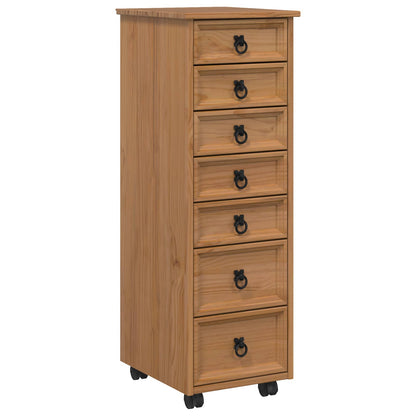 Rolling Cabinet with Drawers CORONA Honey Brown