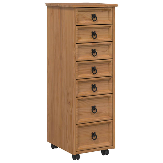 Rolling Cabinet with Drawers CORONA Honey Brown