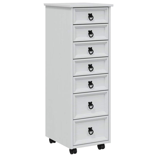 Rolling Cabinet with Drawers CORONA White