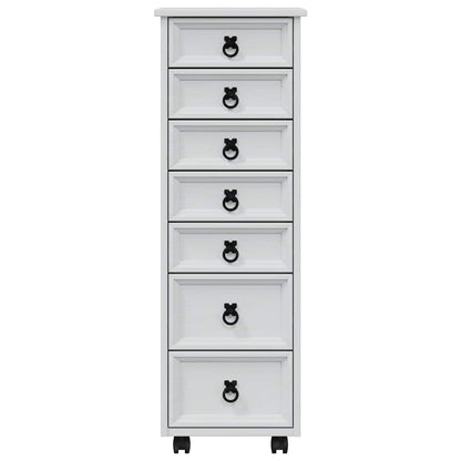Rolling Cabinet with Drawers CORONA White