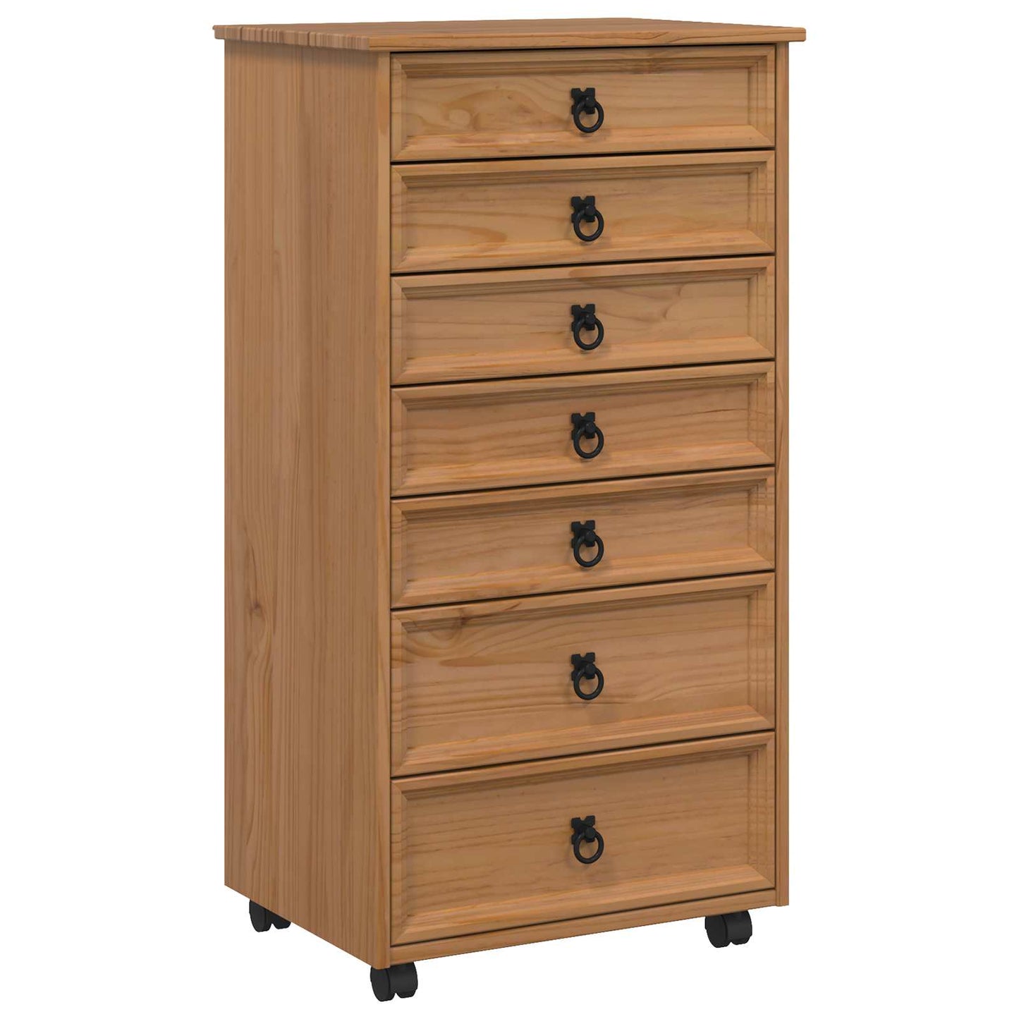 Rolling Cabinet with Drawers CORONA Honey Brown