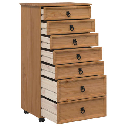 Rolling Cabinet with Drawers CORONA Honey Brown