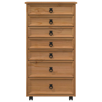 Rolling Cabinet with Drawers CORONA Honey Brown