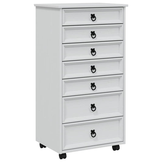 Rolling Cabinet with Drawers CORONA White