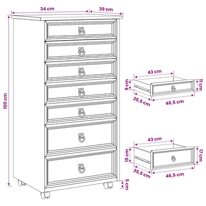 Rolling Cabinet with Drawers CORONA White