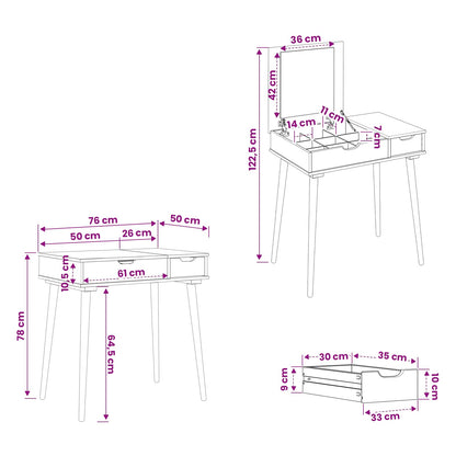 Dressing Table FAUSKE White 76 x 50 x 78 cm