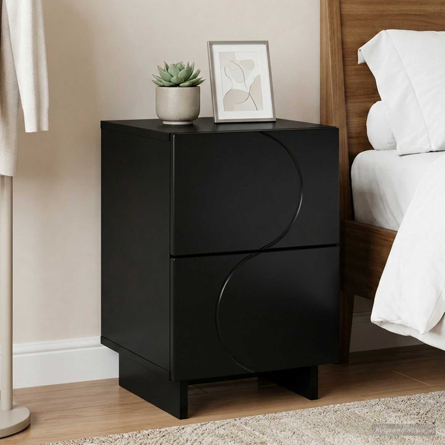 Bedside Cabinet Black 33.5 x 34.5 x 50 cm Engineered Wood
