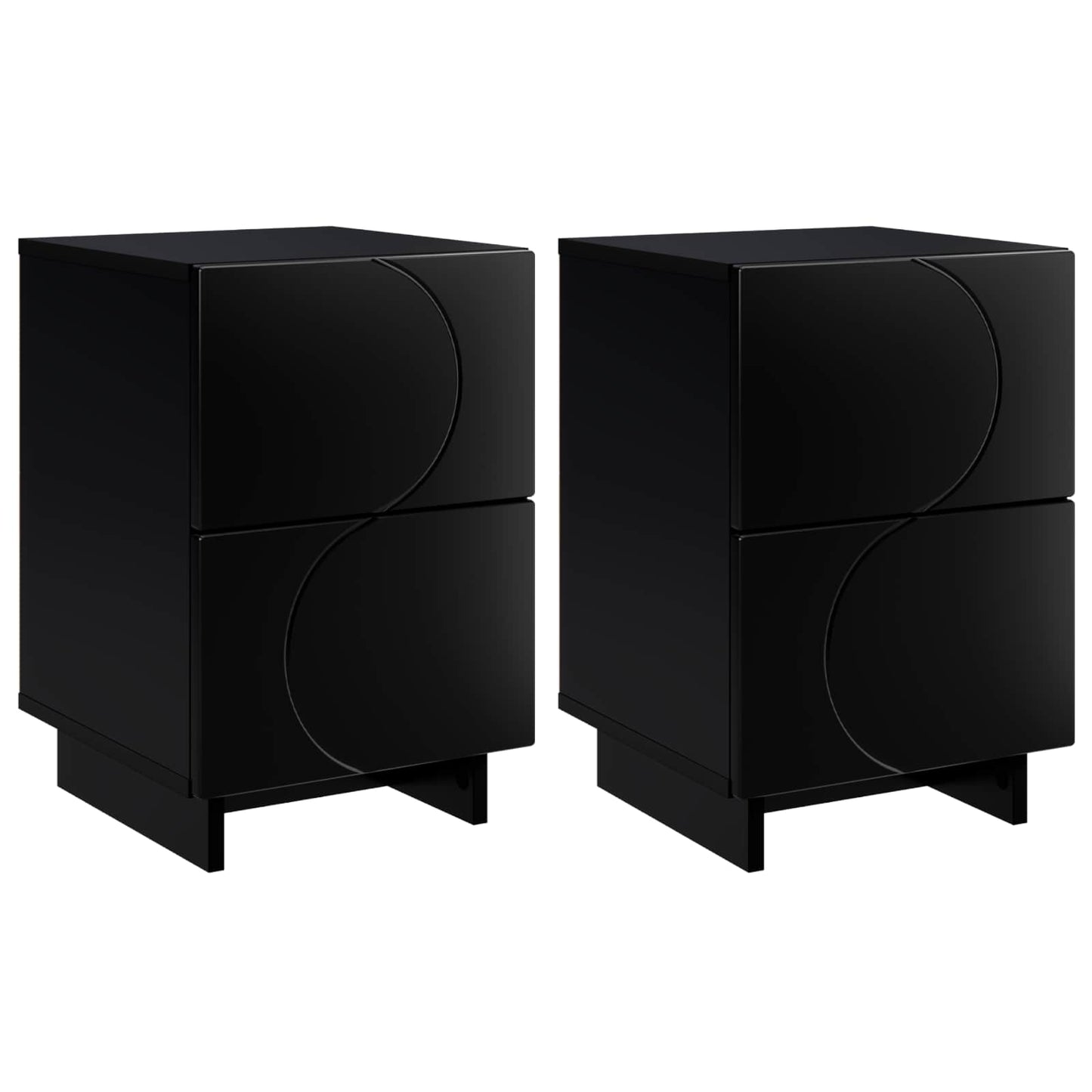 Bedside Cabinet 2 pcs Black 33.5 x 34.5 x 50 cm Engineered Wood