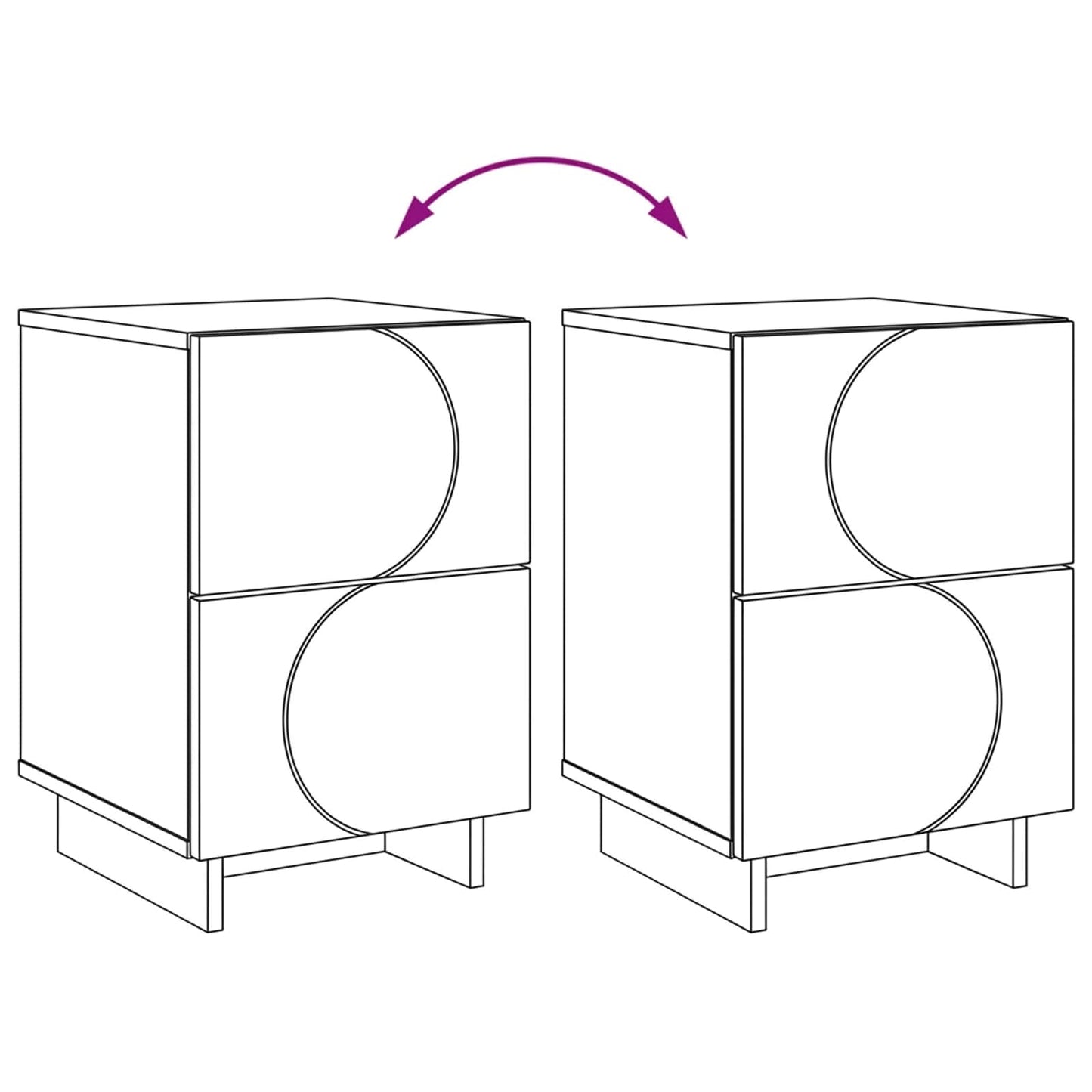 Bedside Cabinet 2 pcs Concrete Grey 33.5 x 34.5 x 50 cm